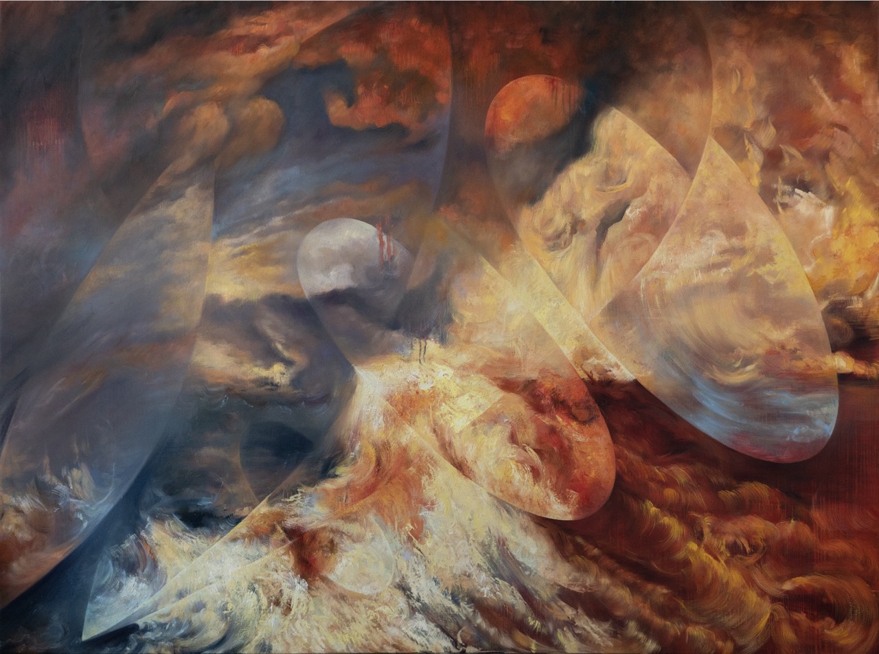 Maria Kreyn - Whirling Fire, 2025. Oil on linen, 80 x 60 inches