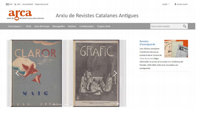 ARCA, l’Arxiu de Revistes Catalanes Antigues que impulsa la Biblioteca de Catalunya, estrena nova plataforma