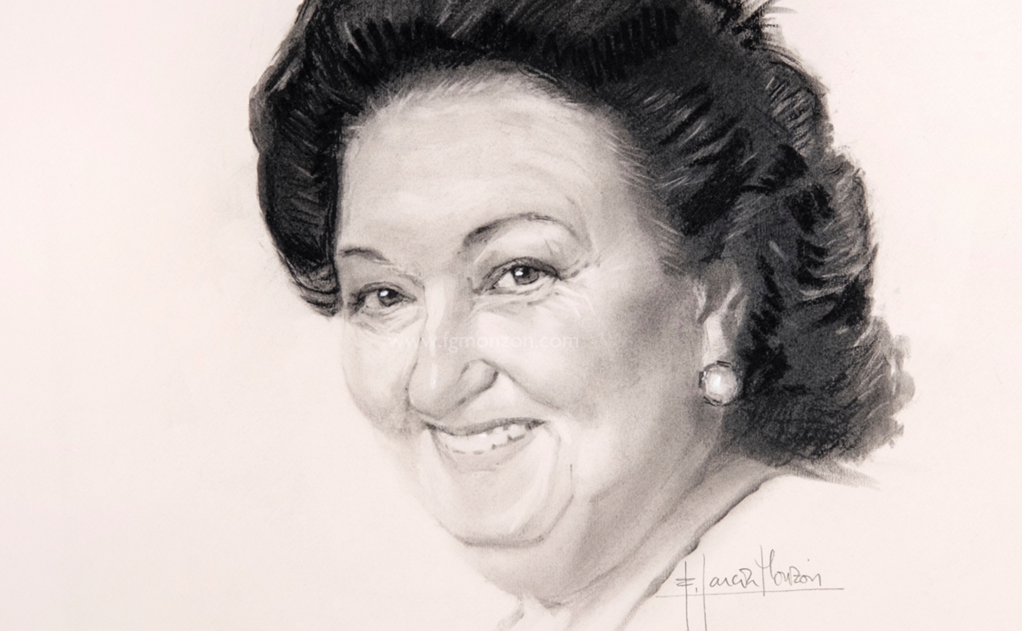 L’artista Fernando García Monzón entrega un retrat a Montserrat Caballé