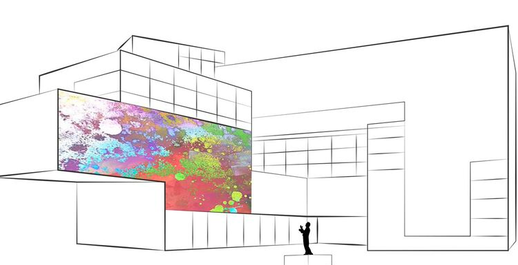 Xavi Bové crea una instal·lació a la façana del Centre Fort Pienc