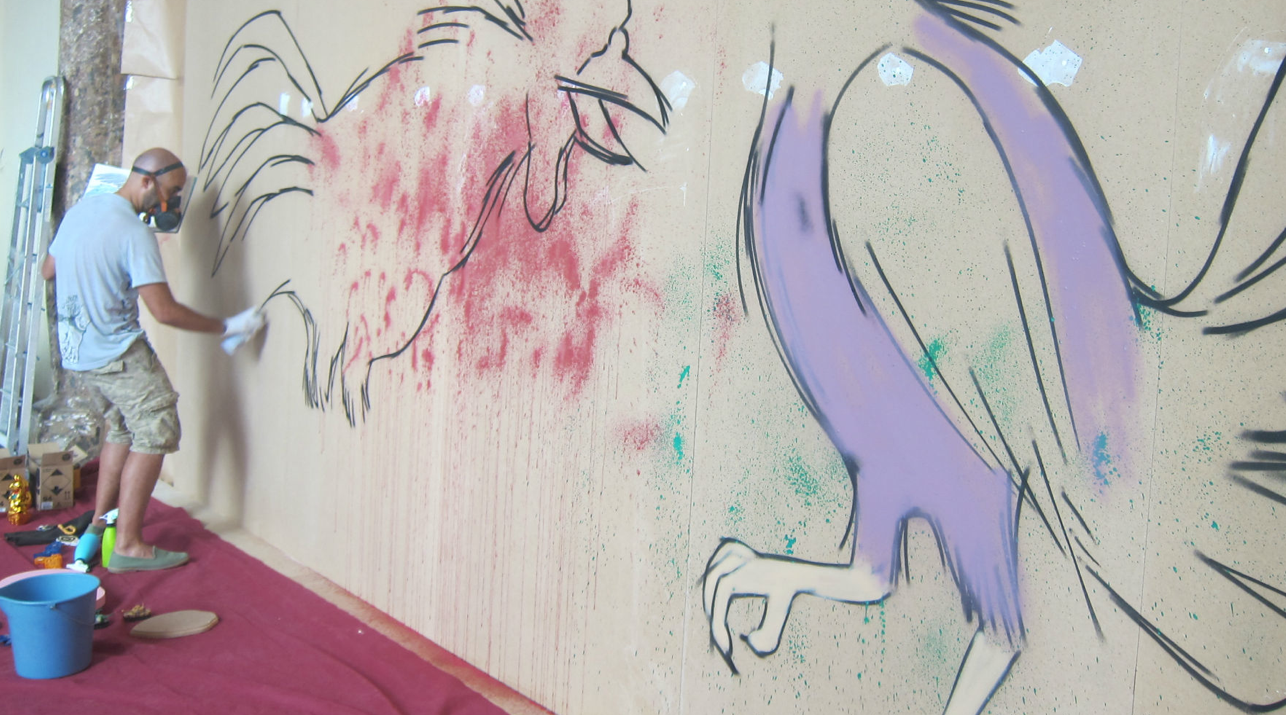 L’artista urbà Marc Peris “Soma” recrea en el Casal Solleric un mural en directe