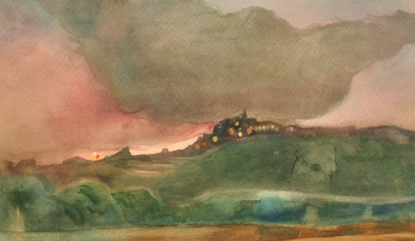 El paisatges de la Conca de Barberà fets aquarel·la al Museu de la Vida Rural