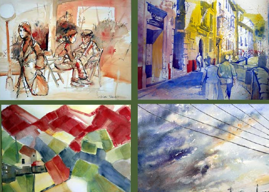 Col·lectiva d\'aquarel·la a Sky Gallery Arts