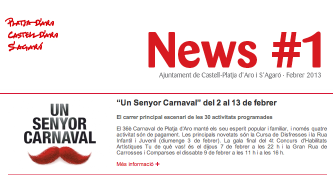 Castell-Platja d\'Aro-S\'Agaro estrena newsletter, News #1