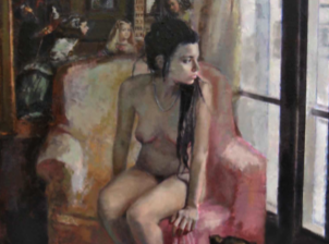 Maise Corral, guanyadora del Concurs de pintura de Centelles, al Centre d\'Art el Marçó Vell
