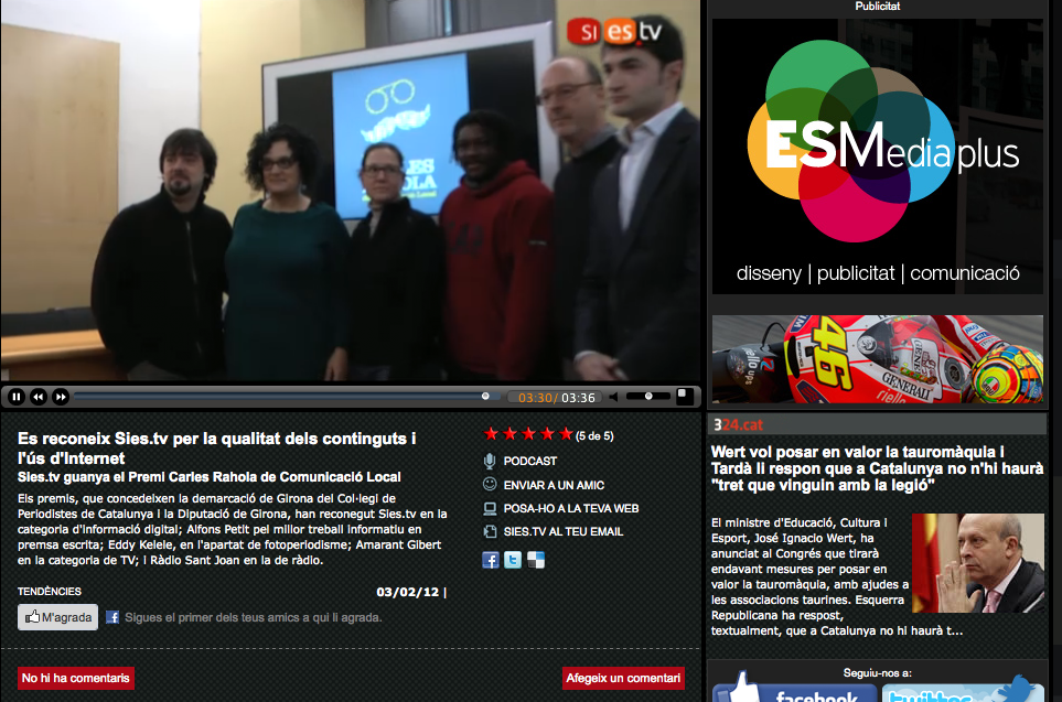 Sies.tv guanya el premi Carles Rahola a la millor informació digital 