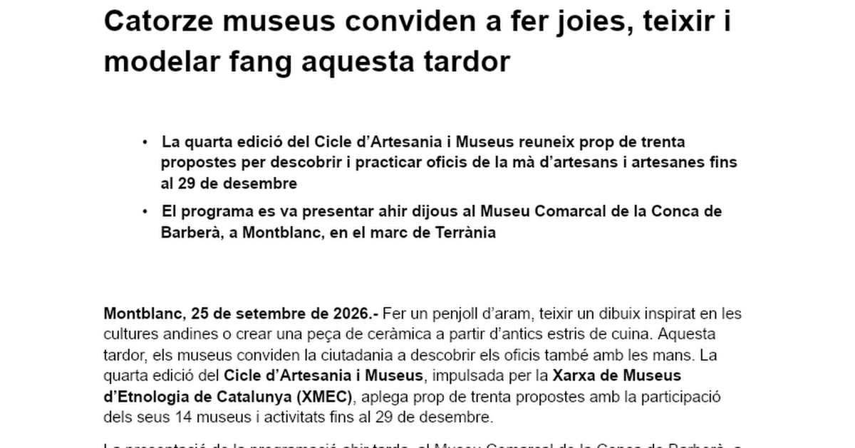 Ciclo de Artesanía y Museos